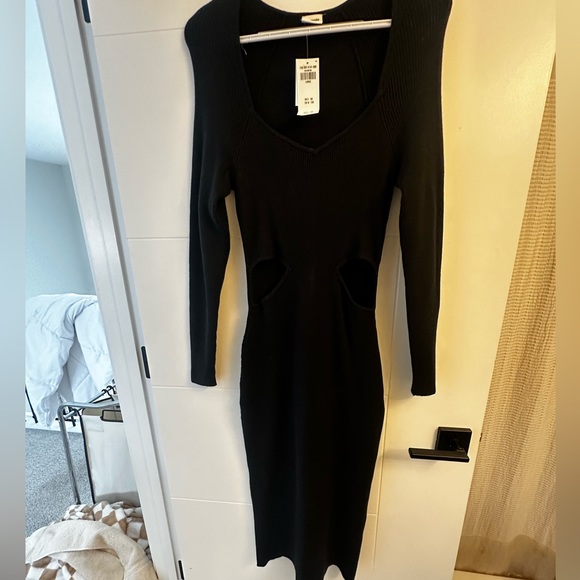Long-Sleeve Cutout Midi Sweater Dress - Picture 2 of 3